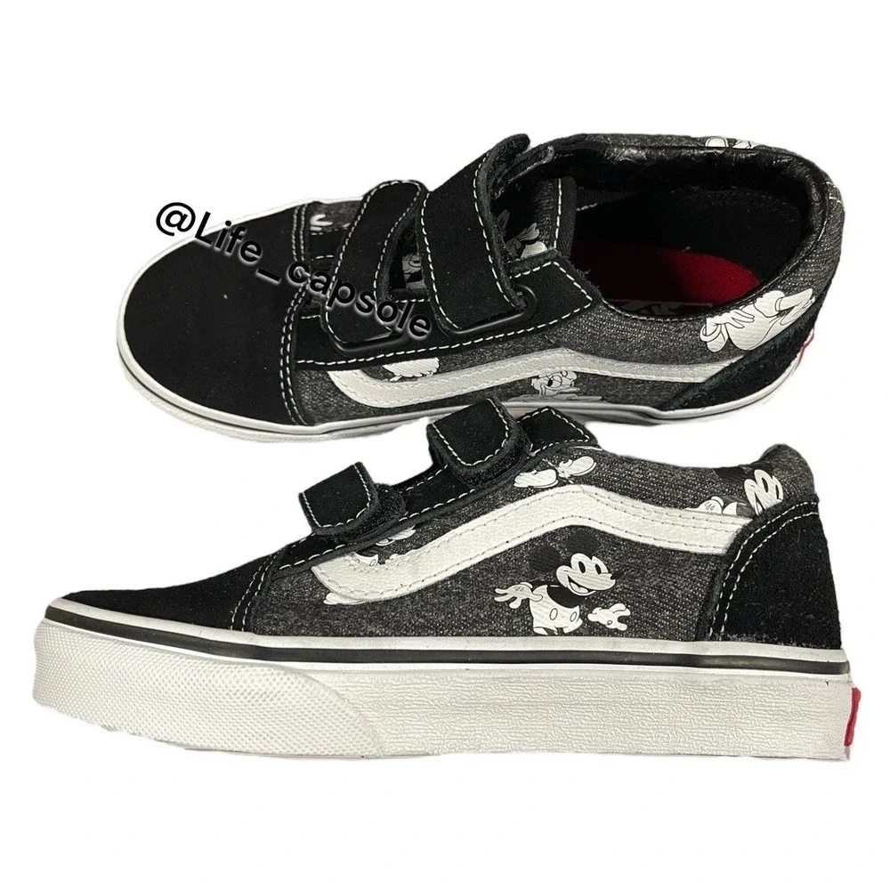 Size 13Y Kids Vans Old Skool Disney Mickey Mouse Youth Easy On Slip VN000VHEBMB